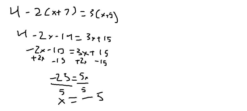 4-2(x+7)=3(x+5) solve the equation-example-1