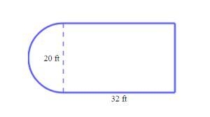 A gate is made up of a rectangle and a semicircle, as shown. Find the area of the-example-1