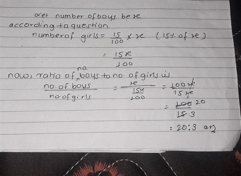 in a school the number of girls exceeds the number of boys by 15% find the ratio number-example-1