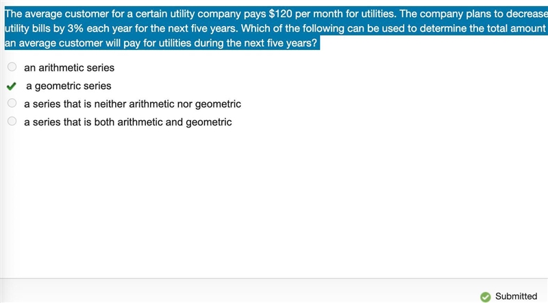 The average customer for a certain utility company pays $120 per month for utilities-example-1