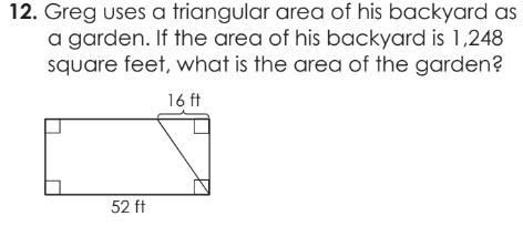 Greg uses a triangular area of his back yard as a garden.If the area if his garden-example-1