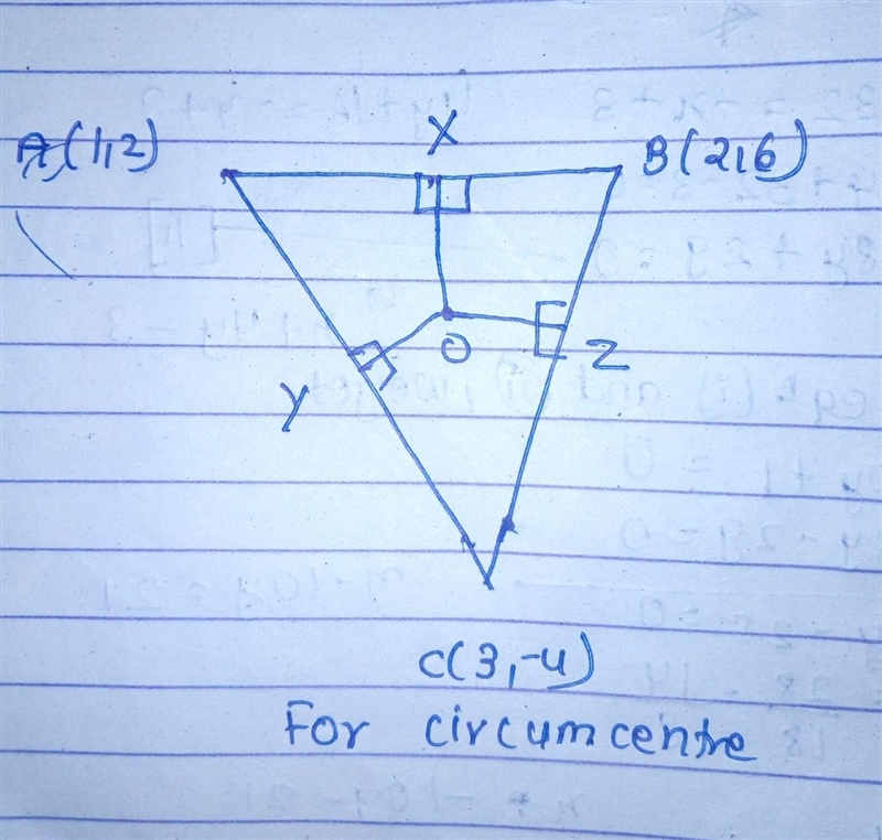 Find the orthocenter& circumcenter of a triangle when their vertices are A(1, 2), B-example-2