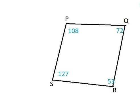 In □PQRS side PQ∥ side RS. If m∠P = 108degree and m∠R = 53degree , then find m∠Q and-example-1