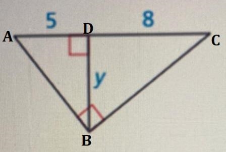 5 8 y Find the exact value of y. y =-example-1