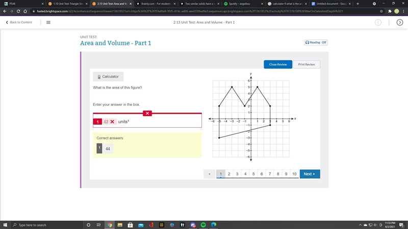 Calculator 6 What is the area of this figure? 5 4 3 Enter your answer in the box. 2 1 units-example-1