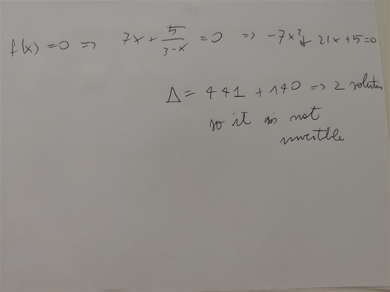 If f(x) =7x+5/3-x, then show that fof power -1(x) is an identity function ​-example-1