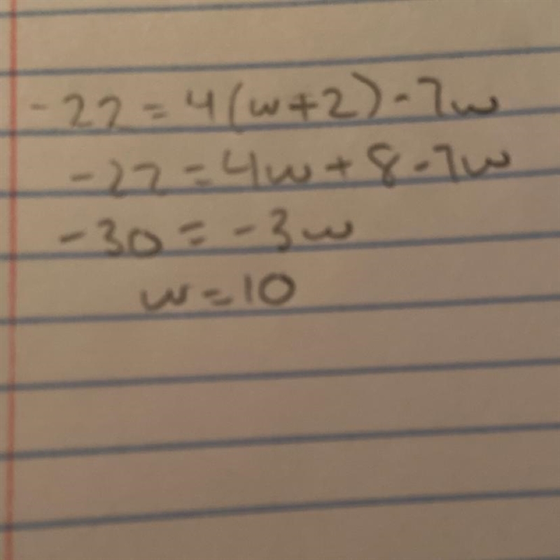 Slove for w -22=4(w=2)-7w-example-1