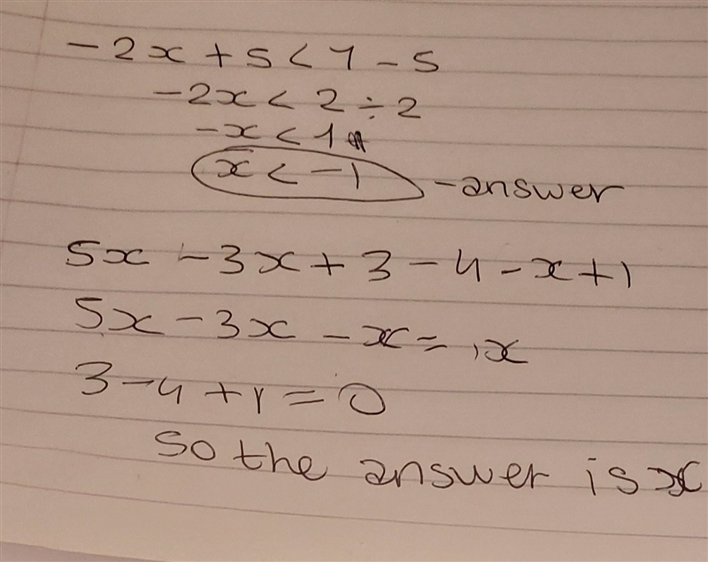 How to simplify 5x-3x+3-4-x-+1-example-1