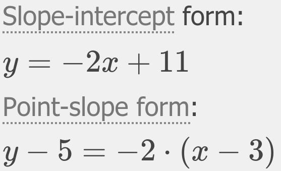 Which equation has a slope of -2 and passes through the point (3, 5) y = -2x +13 y-example-1