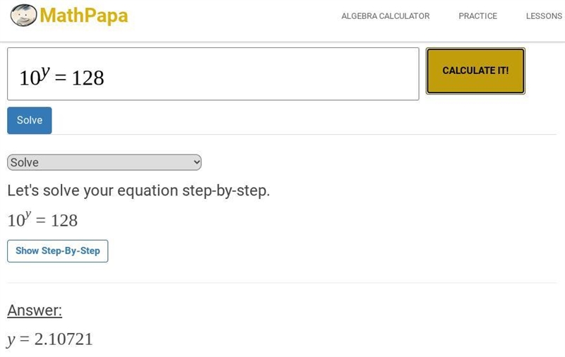 Please help!!! If 2^x = 10 and 10^y = 128, find xy.-example-1