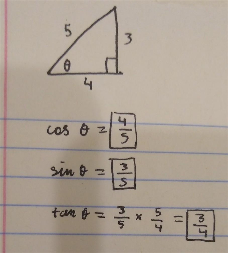 Question 5. Given that cos(O) = 4/5, find: a) sin(0) b) tan (0)-example-1