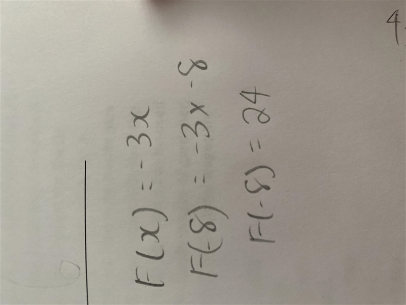 A. f (x) = - 3x; Find f(-8)-example-1