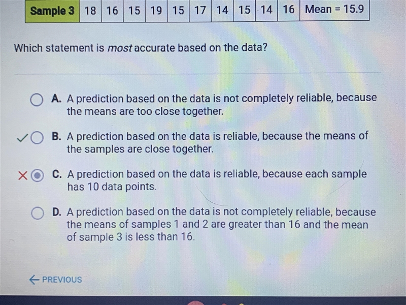 The table shows the number of practice problems completed in 30 minutes in three samples-example-1