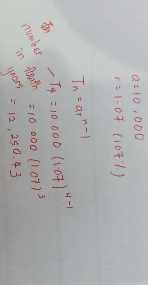 3. A student gets a grant of $10 000 a year. Assuming her grant is increased by 7% each-example-1