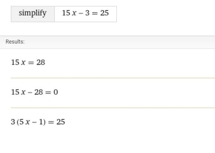 Which equation is equivalent to 15x - 3 = 25-example-1