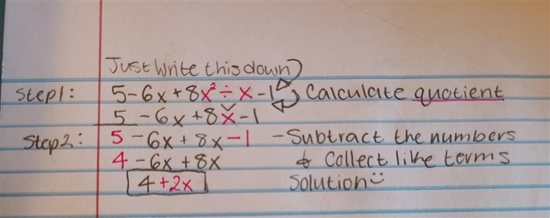 5-6x+8x² divided x-1​-example-1