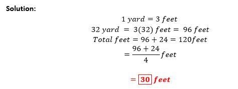 How much is 32 yards and 24 feet then it it divided by 4-example-1