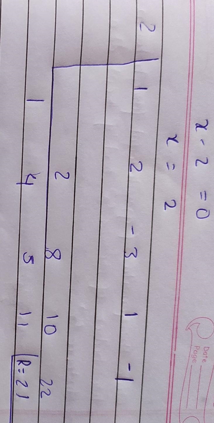 9. Find the remainder when the polynomial: p(x) = x⁴ + 2x³- 3x² + x - 1 is divided-example-1