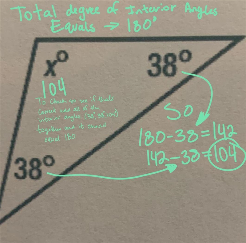 Find the missing interior angle for the triangle-example-1