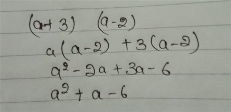 Multiplying polynomials answer to (a + 3)(a - 2)-example-1