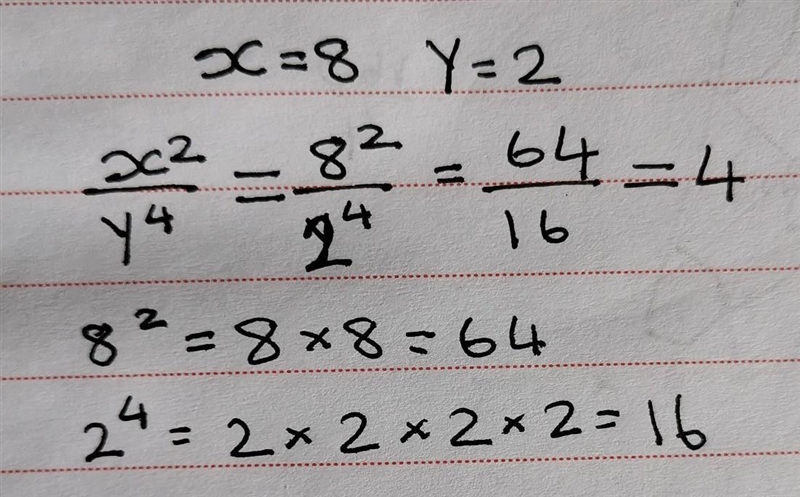 What is the value of when x = 8 and y = 2?-example-1