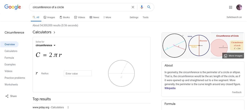 How to find the circumference of a circle when given the radius-example-1