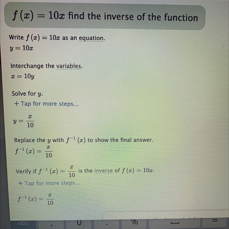 F(x)= 10x find the inverse of the function-example-1