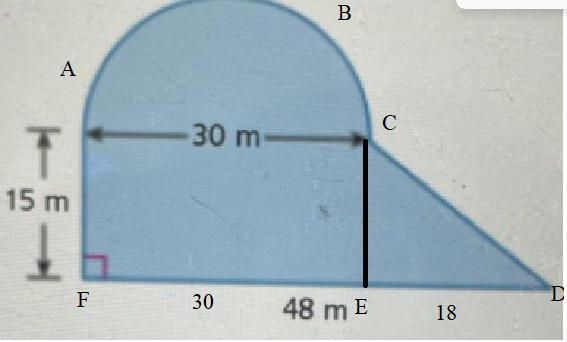 Help please AREA- The composite shape is made up of a semicircle and a trapezoid. Find-example-1