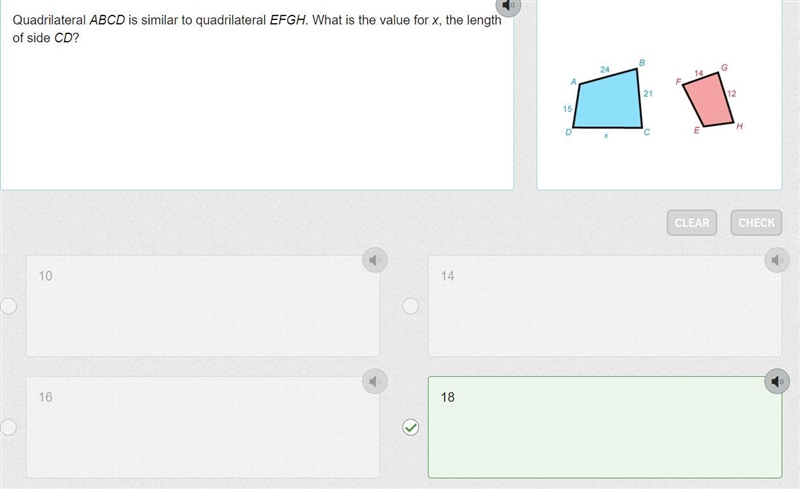 PLEASE HELP!!!! Quadrilateral ABCD is similar to quadrilateral EFGH. What is the value-example-1