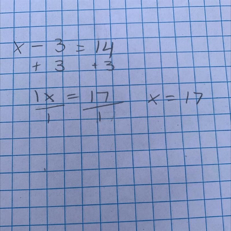 \sf x-3=14-example-1