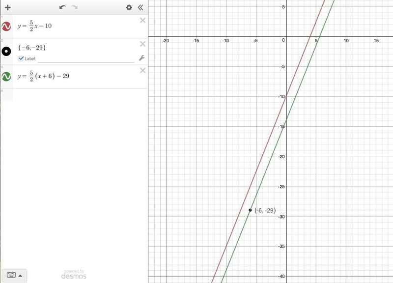 5. Write an equation for the line that is parallel to the given line and that passes-example-1