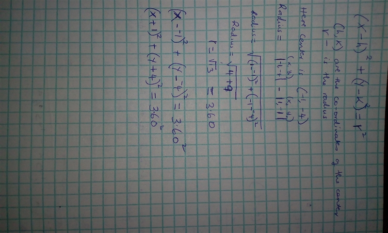 PLEASE HELP 1-)a circle with center ( -1,-4) that passes through (1,-1) 2-)a circle-example-1