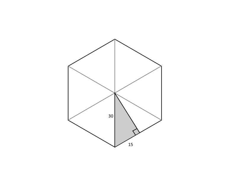 A regular hexagon is shown below. If the length of each side of the hexagon is 30 cm-example-1