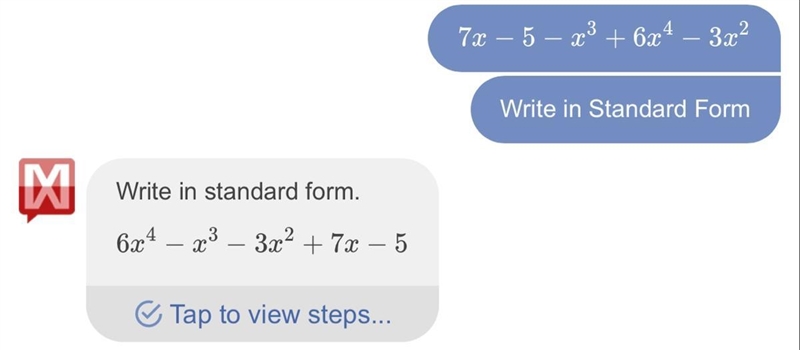 Write Polynomial in a standard form. 7x-5-x^3+6x^4-3x^2 ​-example-1