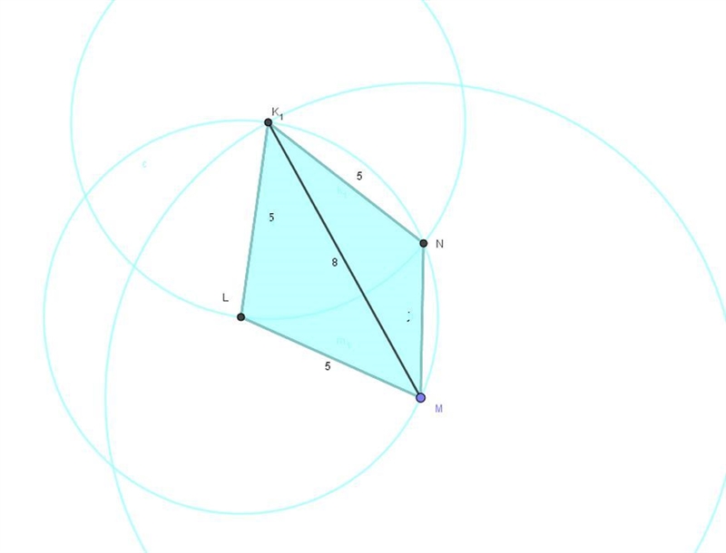 Construct a quadrilateral KLMN in which KL=LM=KM=5cm,KM=8cm and LN =6 cm​-example-2