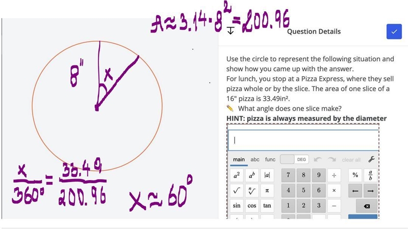 Use the circle to represent the following situation and show how you came up with-example-1