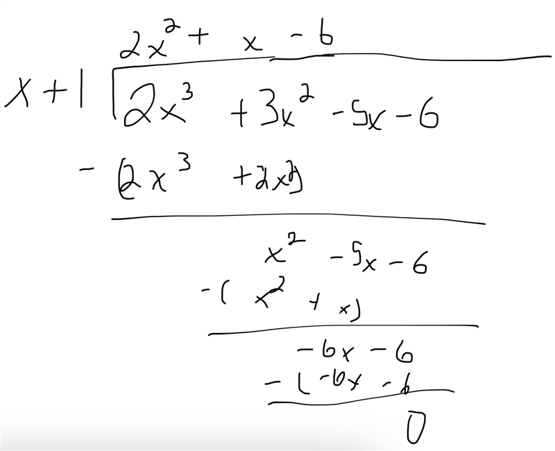 Show that x +1 is a factor of f(x) =2x^3 +3x^2 - 5x - 6-example-1