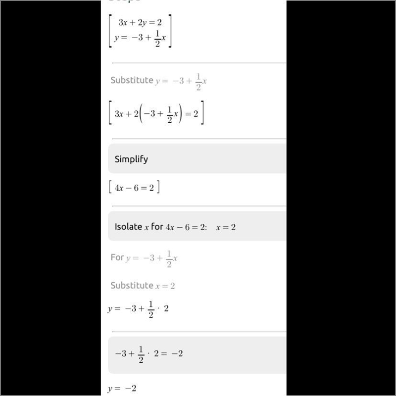 Y = -3 + 1/2x 3x + 2y = 2 Help ASAP this is due today-example-1