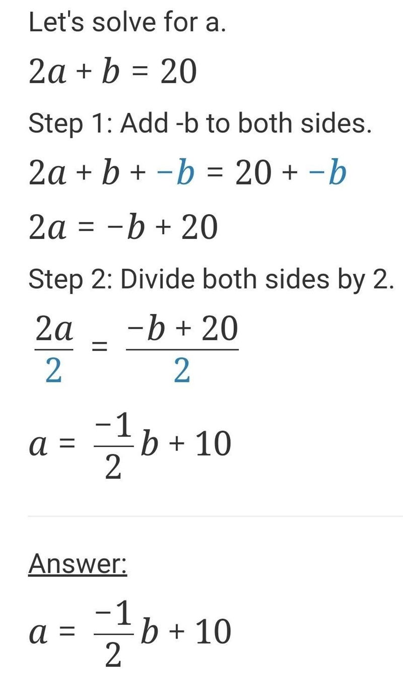 2a + b = 20 show your work-example-1