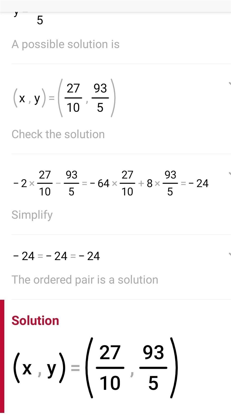 1- Solve the systems of equations with the following methods: -2x-y=-6 4x+8y=-24 a-example-1