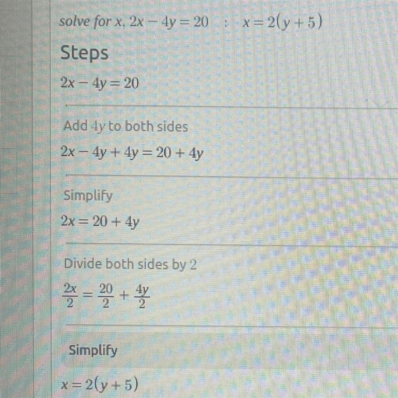 2x-4y=20 solve the literal equation show work pleasee-example-1