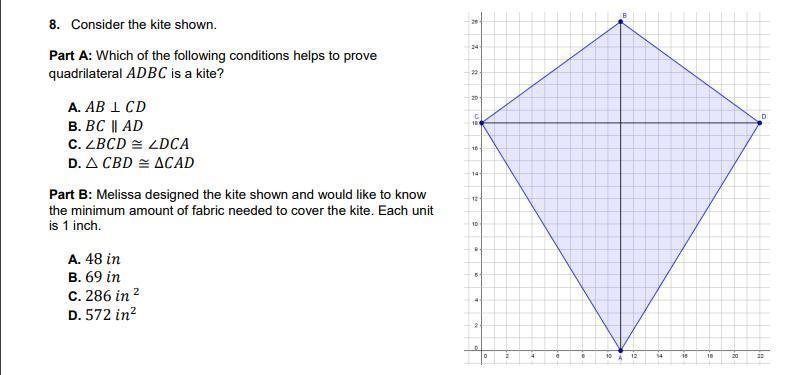 Part B: Melissa designed the kite shown and would like to know the minimum amount-example-1