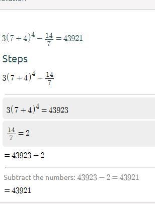 3 ( 7+4)squared -14÷7-example-1