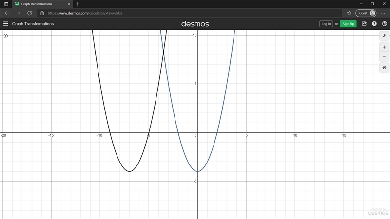 F(X) = x^2 - 4. Translation 7 units to the left-example-1