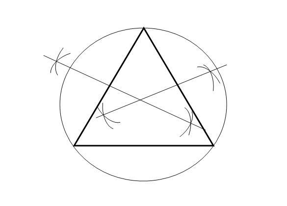 Circumscribe a circle about the given triangle. ​-example-1