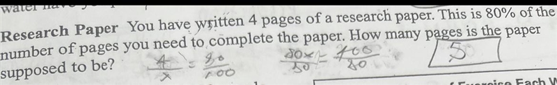 you have written 4 pages of a research paper. this is 80% of the number of pages you-example-1