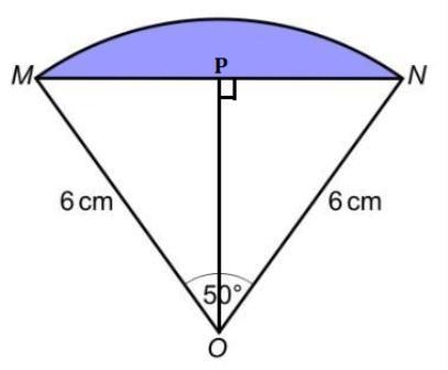 The diagram shows the sector of a circle with the centre O and radius 6cm. MN is a-example-1