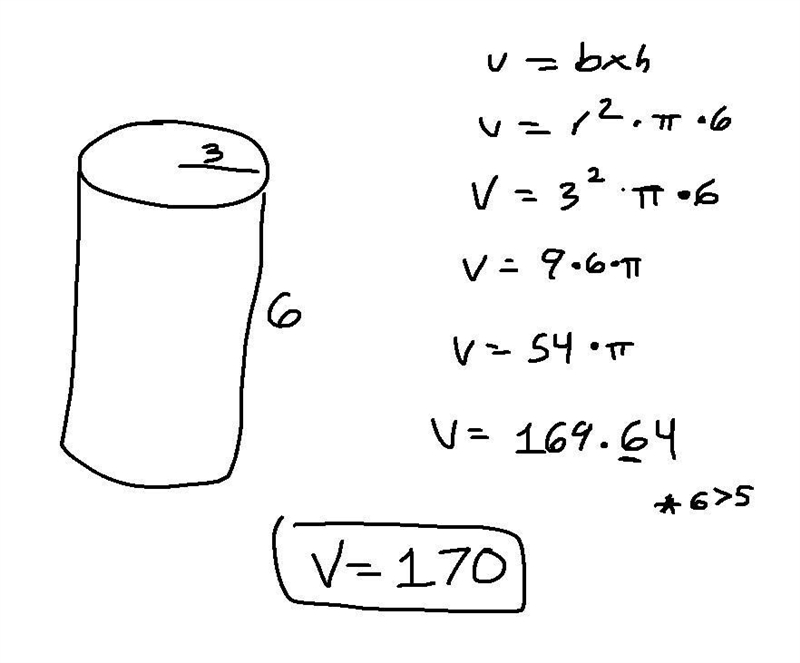 Could anyone help ? It says Calculate the volume of a cylinder with radius 3 and height-example-1