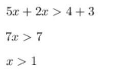 Cuanto es 5X-3>-2X+4-example-1