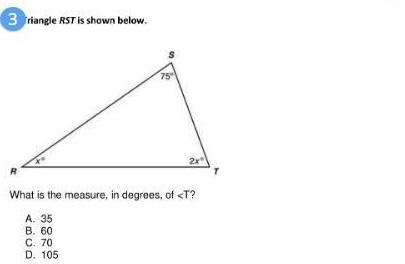 Triangle Sums***GRADED 1 of 51 of 5 Items #1 Triangle RST is shown. What is the measure-example-1